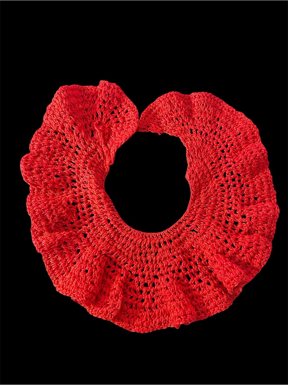 Handmade Red Crochet Lace Slip On Collar Vintage Cottagecore Accessory